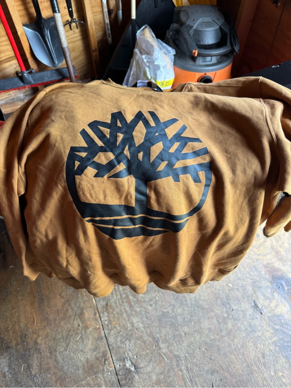 Timberland Men's Crewneck Sweatshirt in Caramel with Black Logo